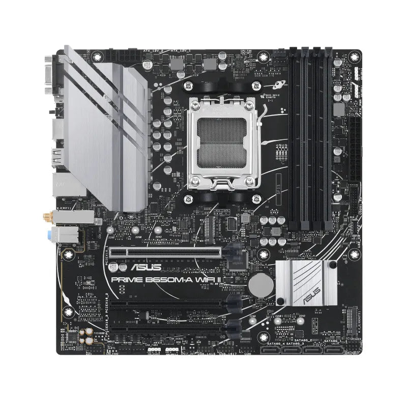 ASUS PRIME B650M-A WIFI II, AMD, Socket AM5, AMD Ryzen™ 7, DDR5-SDRAM, 128 GB, DIMM