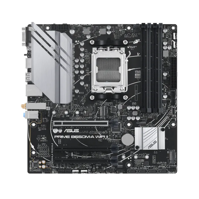 ASUS PRIME B650M-A WIFI II, AMD, Socket AM5, AMD Ryzen™ 7, DDR5-SDRAM, 128 GB, DIMM