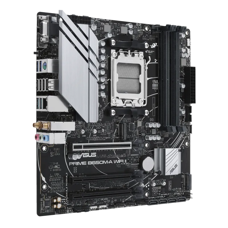 ASUS PRIME B650M-A WIFI II, AMD, Socket AM5, AMD Ryzen™ 7, DDR5-SDRAM, 128 GB, DIMM