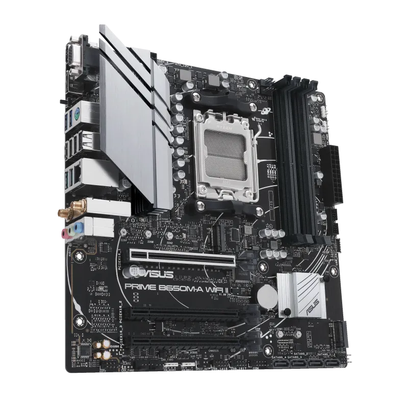 ASUS PRIME B650M-A WIFI II, AMD, Socket AM5, AMD Ryzen™ 7, DDR5-SDRAM, 128 GB, DIMM