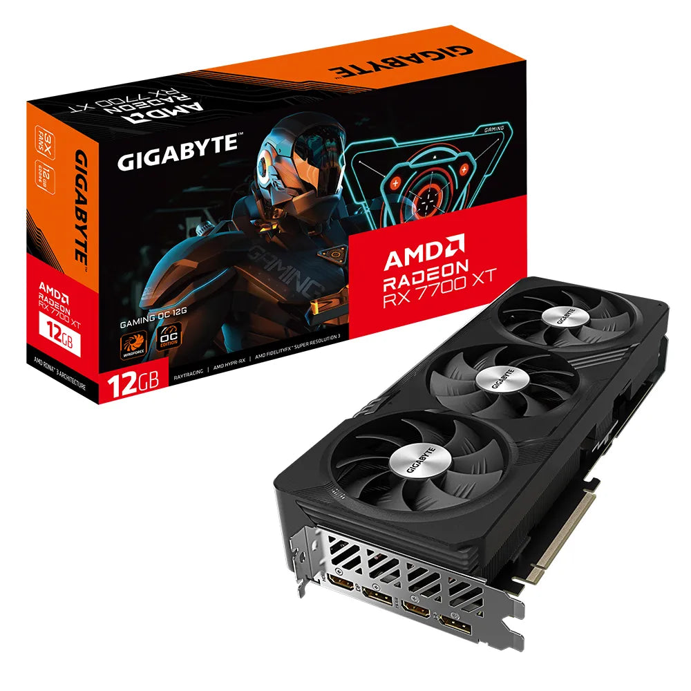 Gigabyte GAMING Radeon RX 7700 XT OC 12G, Radeon RX 7700 XT, 12 GB, GDDR6, 192 bit, 7680 x 4320 pixels, PCI Express 4.0