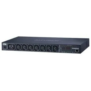 ATEN PE8208G, Monitored, 1U, Horizontal/Vertical, Metal, Black, 8 AC outlet(s)