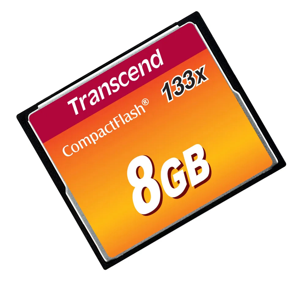 Transcend CompactFlash 133x 8GB, 8 GB, CompactFlash, MLC, 50 MB/s, 20 MB/s, Black