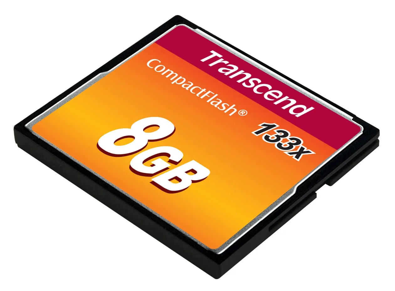 Transcend CompactFlash 133x 8GB, 8 GB, CompactFlash, MLC, 50 MB/s, 20 MB/s, Black