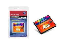 Transcend TS4GCF133, 4 GB, CompactFlash, MLC, 50 MB/s, 20 MB/s, Black