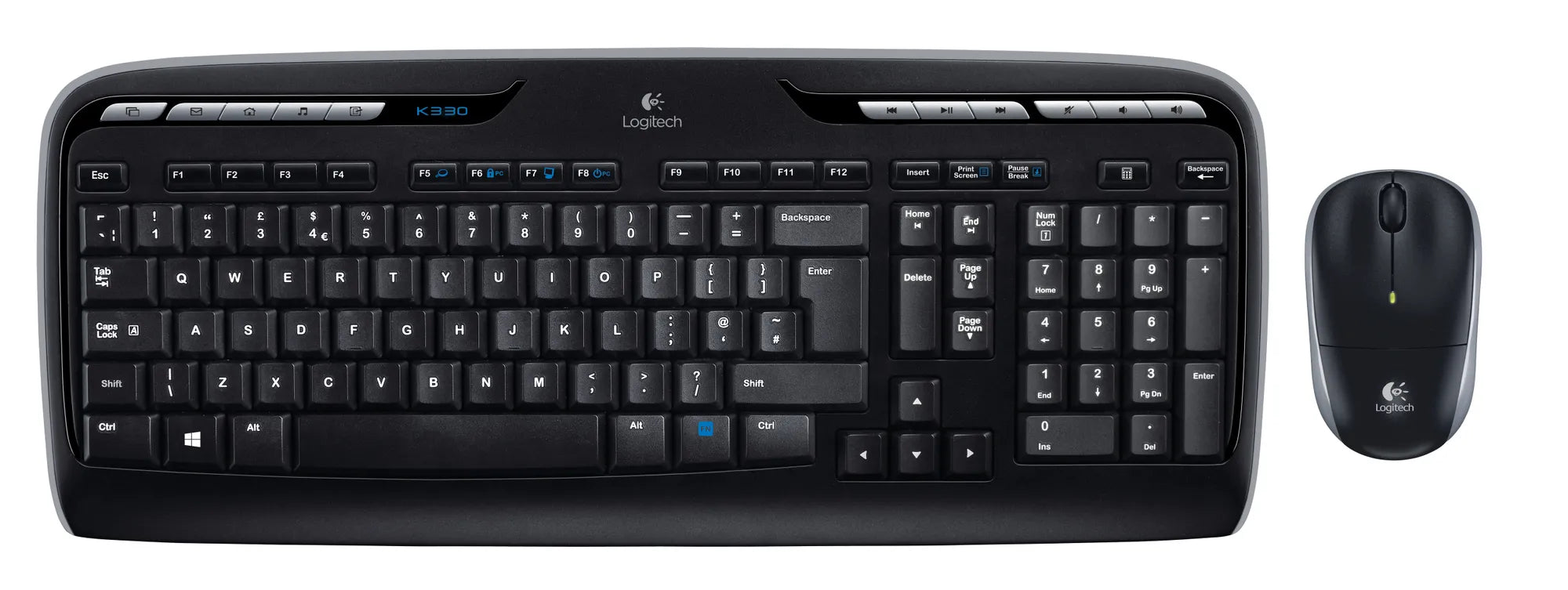 Logitech LGT-MK330-US, Standard, Wireless, RF Wireless, QWERTY, Black, Mouse included