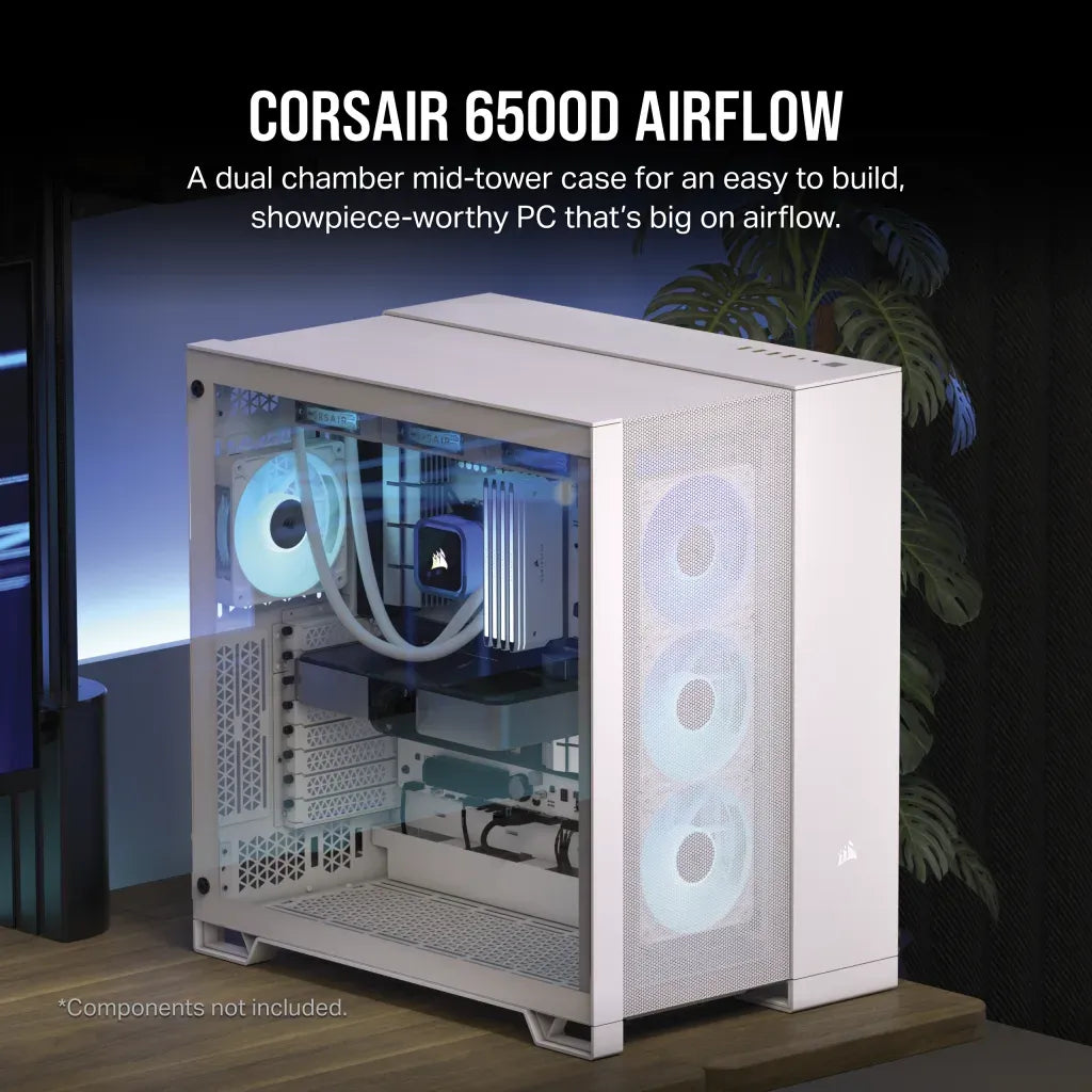 Corsair 6500D AIRFLOW, Midi Tower, PC, White, ATX, 19 cm, 40 cm