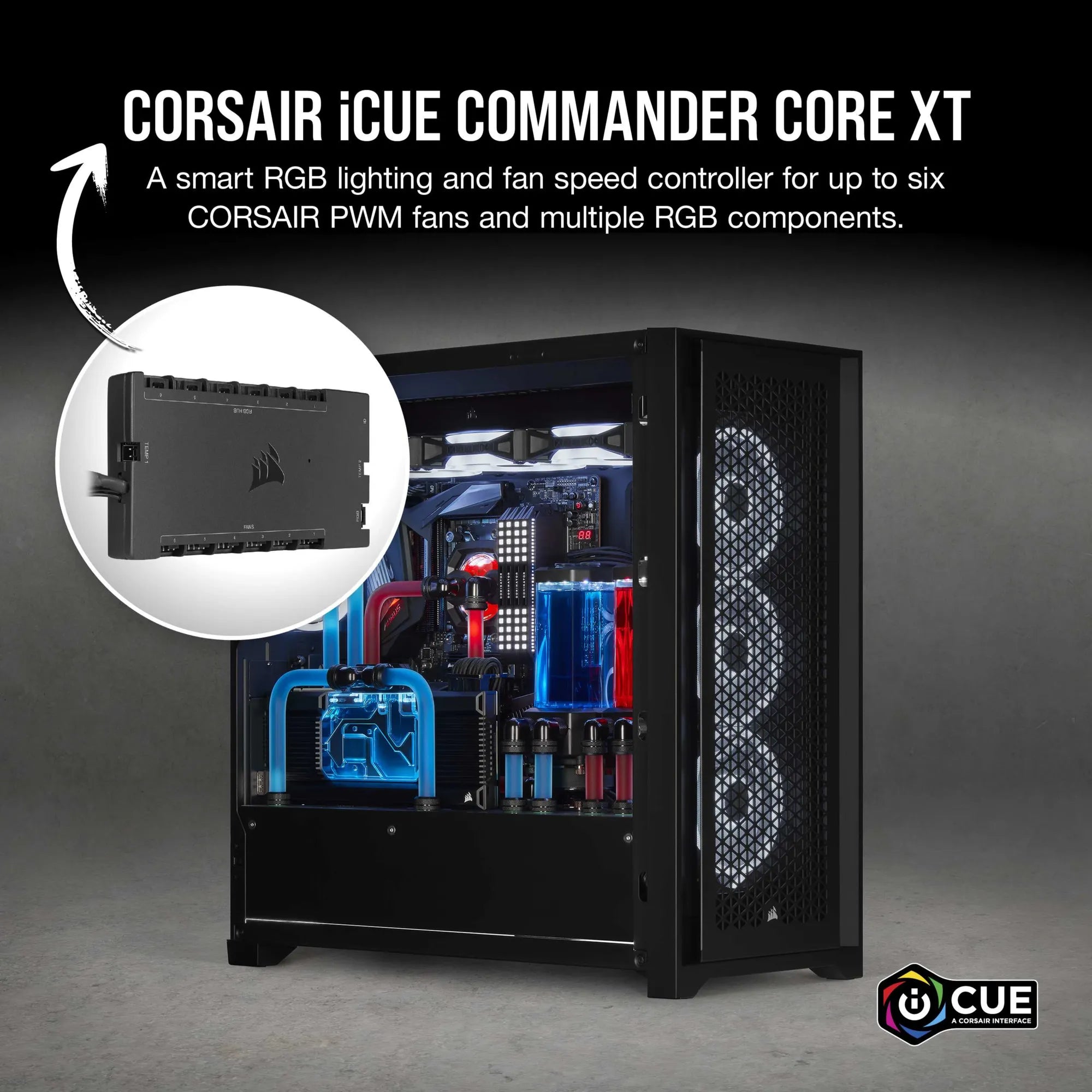 Corsair iCUE Commander Core XT, 6 channels, Black, 4-pin connector, 126 g