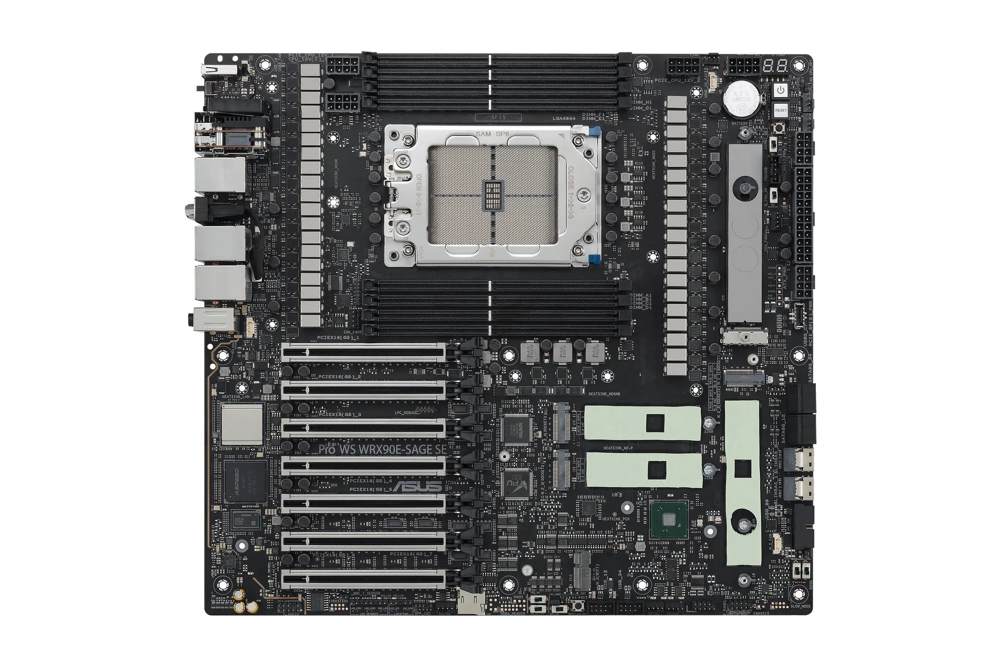 ASUS PRO WS WRX90E-SAGE SE, AMD, Socket sTR5, DDR5-SDRAM, DIMM, Octa-channel, M.2, SATA III, SlimSAS