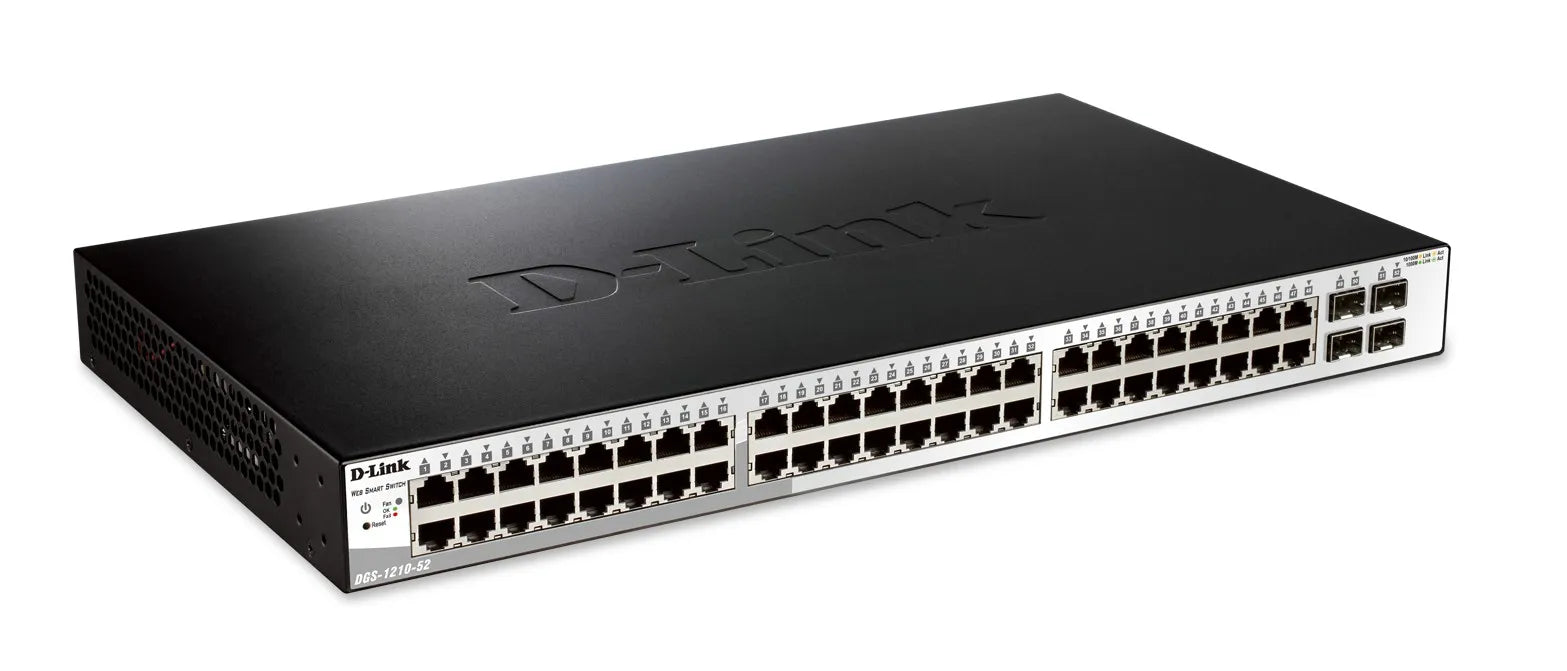 D-Link DGS-1210-52, Managed, L2, Gigabit Ethernet (10/100/1000), Full duplex, Rack mounting, 1U