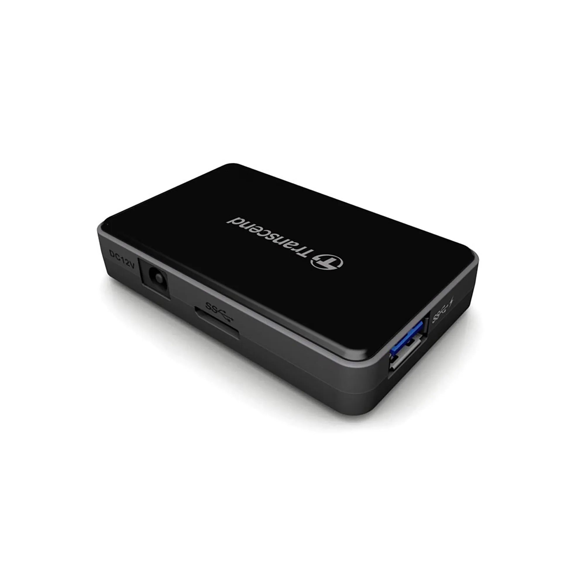 Transcend HUB3, USB 3.2 Gen 1 (3.1 Gen 1) Type-A, Black, CE/FCC/BSMI/KC/RCM/EAC, 5 - 12 V, Windows 10, Windows 7, Windows 8, Mac OS X 10.2 Jaguar