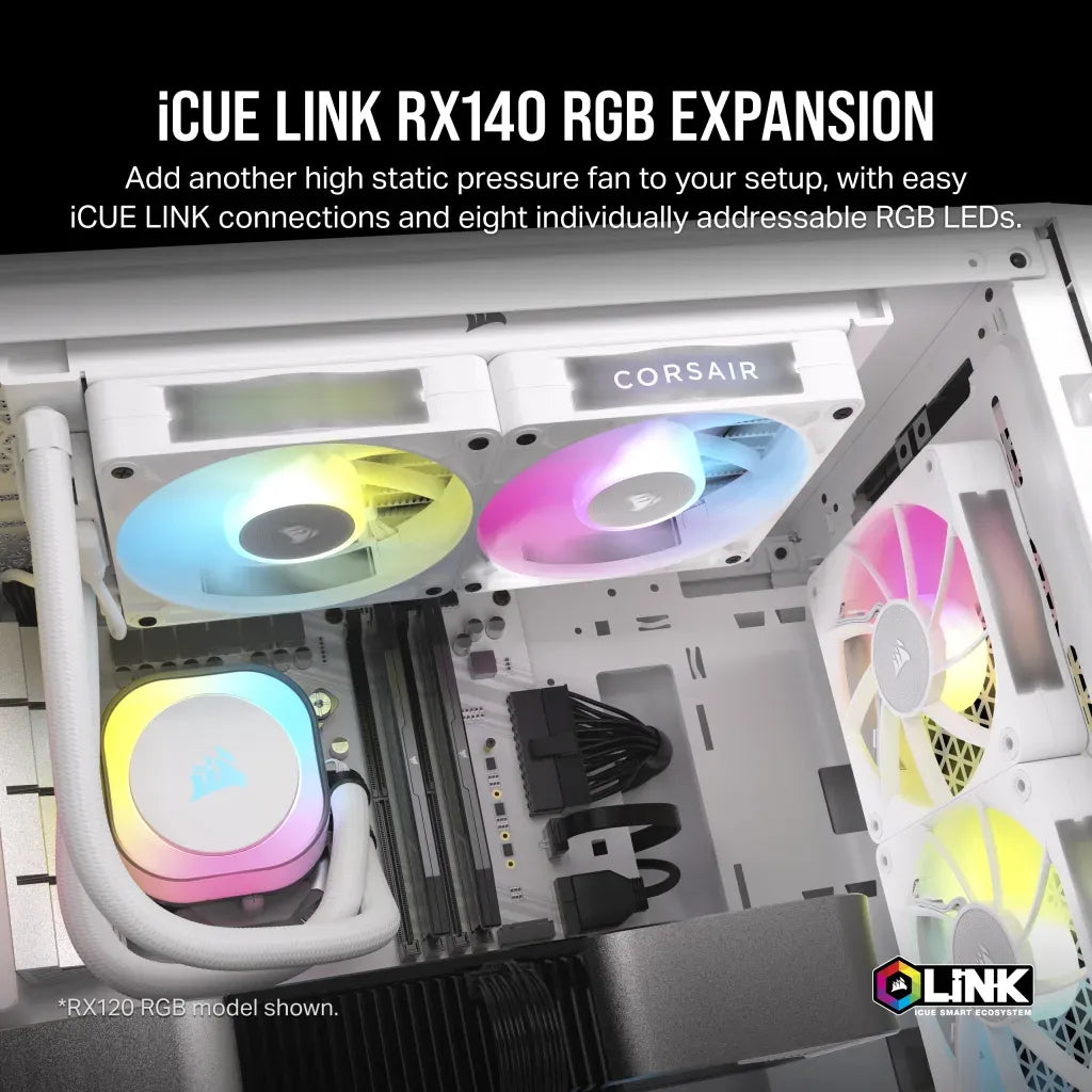 Corsair iCUE LINK RX140 RGB, Fan, 14 cm, 300 RPM, 1700 RPM, 36 dB, 94.7 cfm