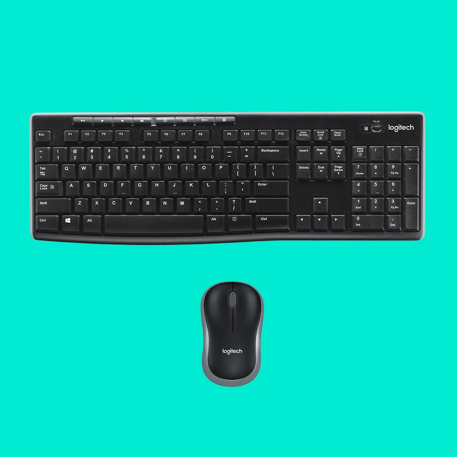 Logitech Wireless Combo MK270, Full-size (100%), Wireless, USB, QWERTY, Black, Mouse included