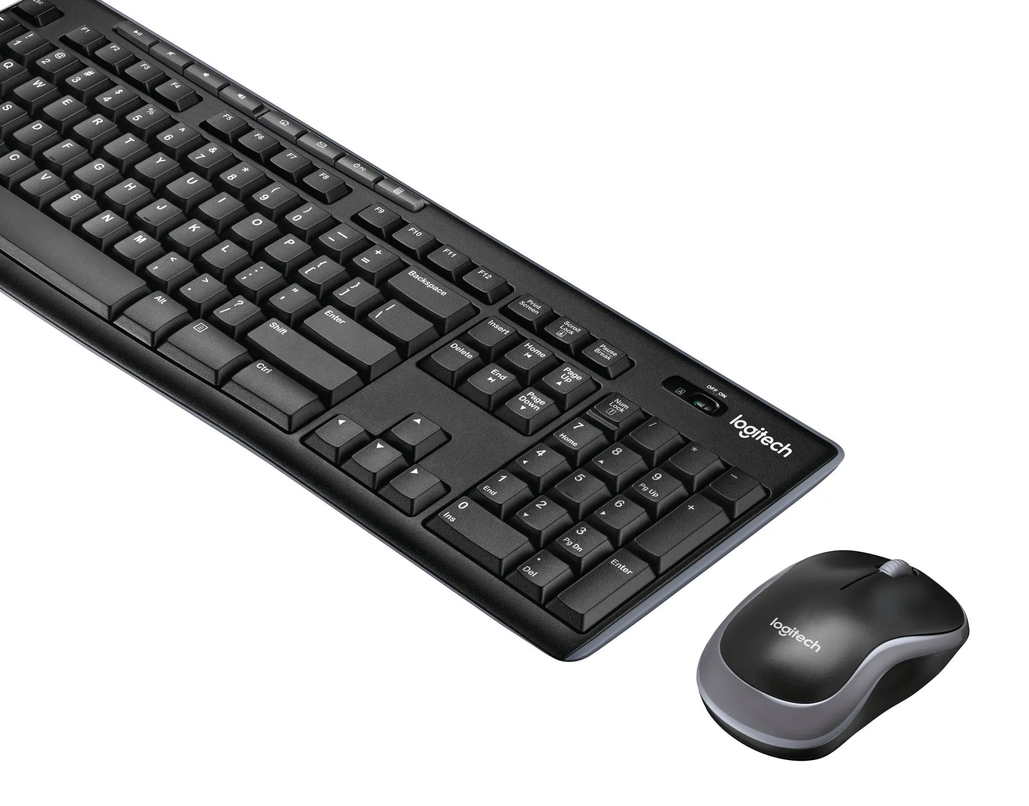 Logitech LGT-MK270-US, Standard, Wireless, RF Wireless, QWERTY, Black, Mouse included