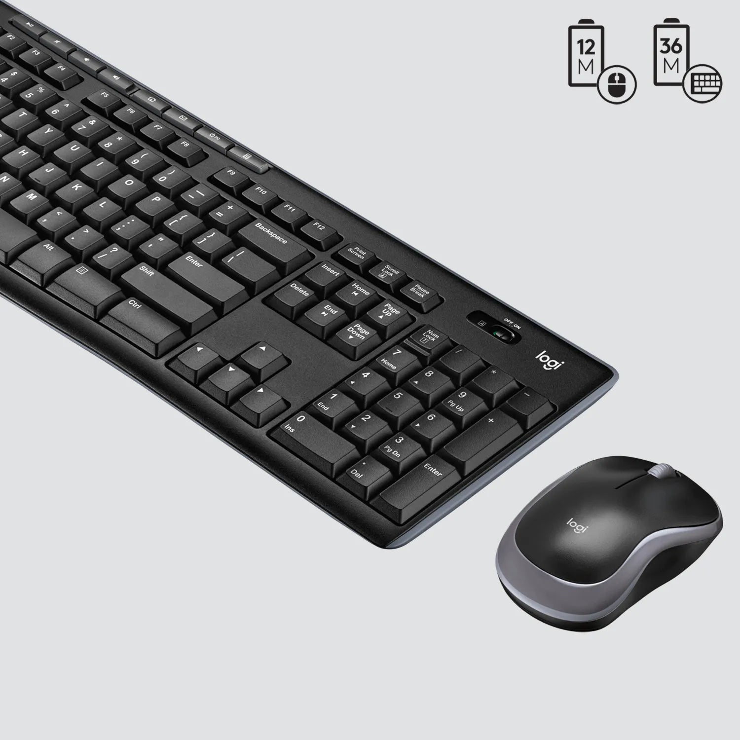 Logitech Wireless Combo MK270, Full-size (100%), Wireless, USB, QWERTY, Black, Mouse included