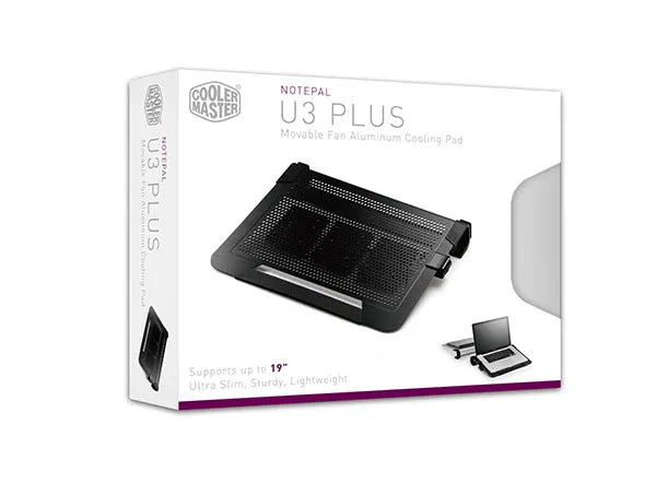 Cooler Master NotePal U3 Plus, 48.3 cm (19"), 3 pc(s), 8 cm, 950 RPM, 1800 RPM, 15.42 cfm