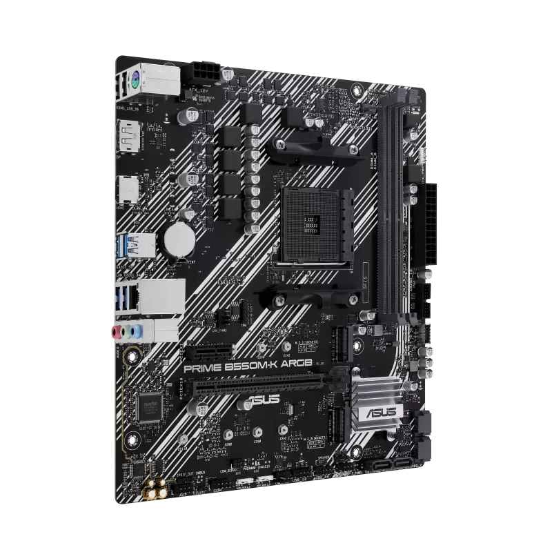 ASUS PRIME B550M-K ARGB, AMD, Socket AM4, DDR4-SDRAM, 64 GB, DIMM, Dual-channel