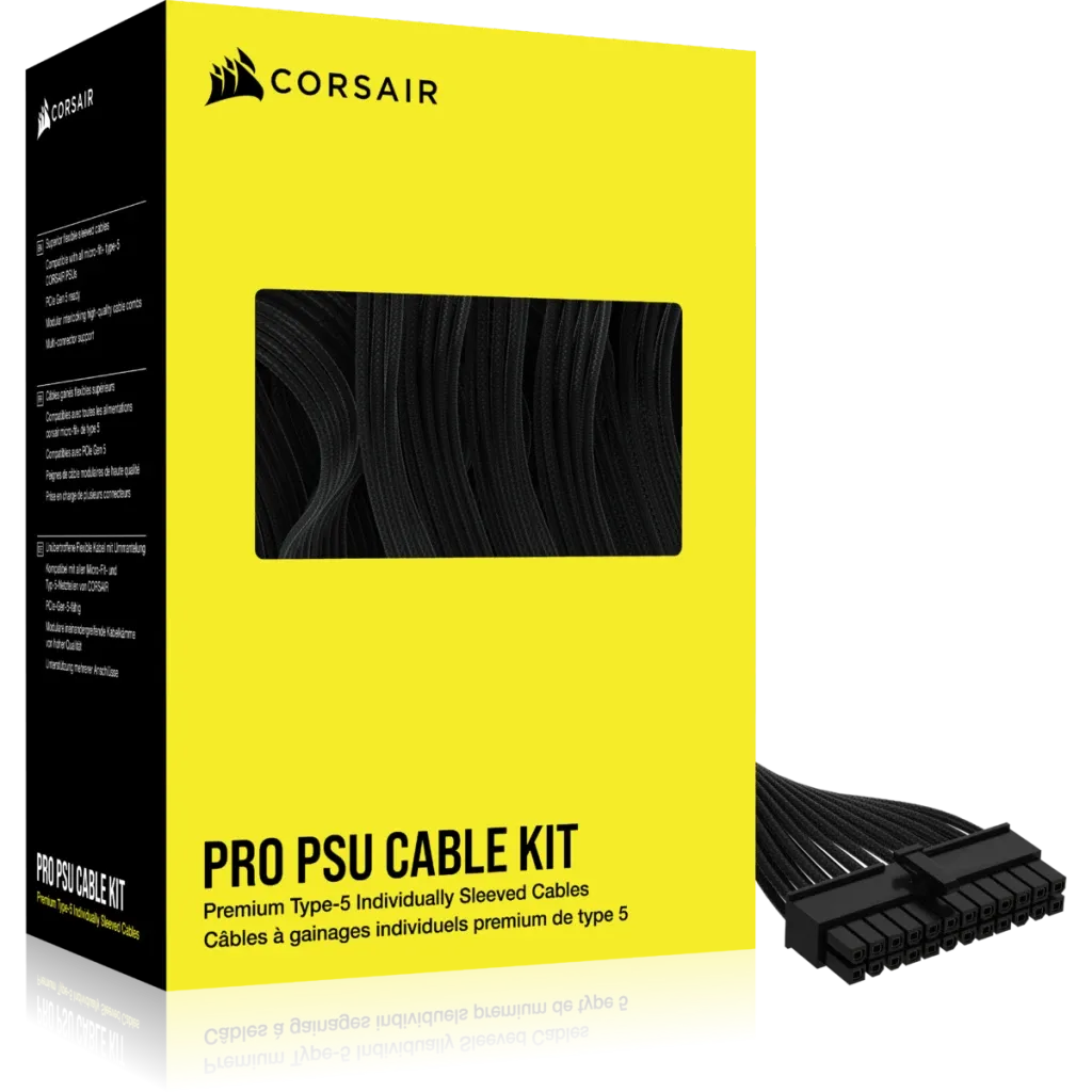 Corsair CP-8920292, Universal, Cable management kit, Black, 24-Pin, 1.08 kg, 19 pc(s)