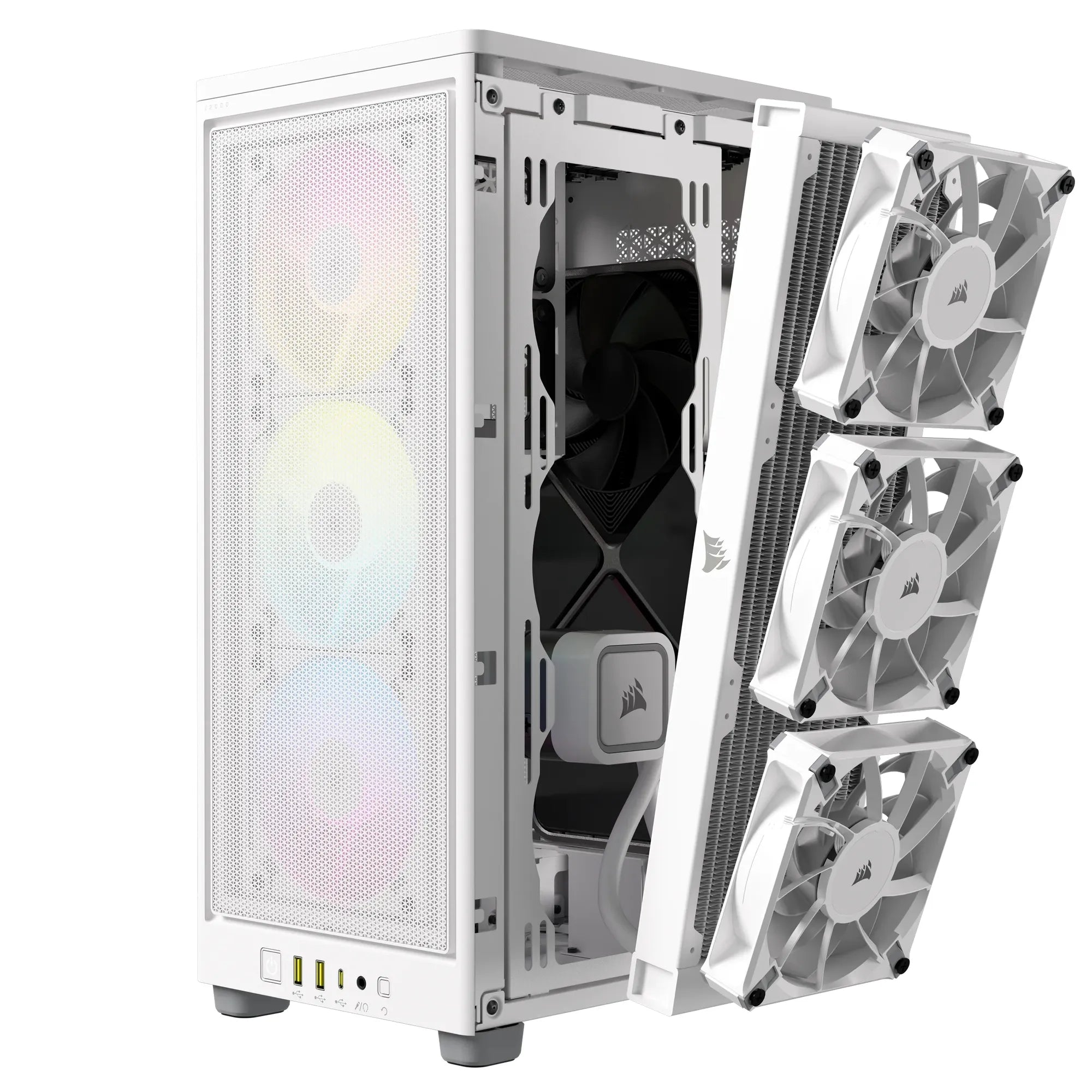 Corsair 2000D RGB Airflow, Small Form Factor (SFF), PC, White, Mini-ITX, Mesh, Tempered glass, Multi