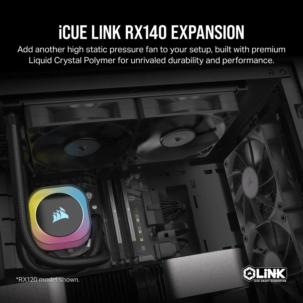 Corsair iCUE LINK RX140, Fan, 14 cm, 300 RPM, 1700 RPM, 36 dB, 95.7 cfm