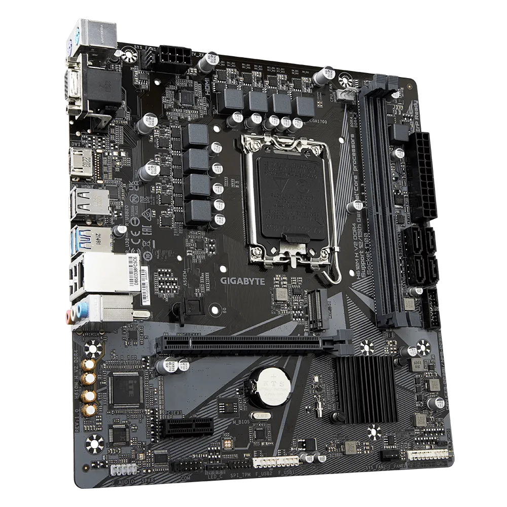 GIGABYTE Intel® H610 Chipset for LGA 1700; 2x DDR5; 1x M2; D-Sub/HDMI; mATX. 