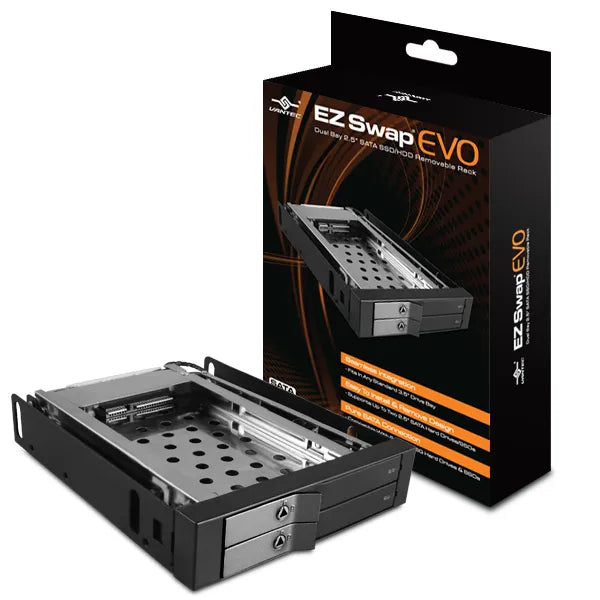 Vantec EZ Swap EVO, Black, Aluminium,Metal, 102 mm, 135 mm, 25 mm, SATA