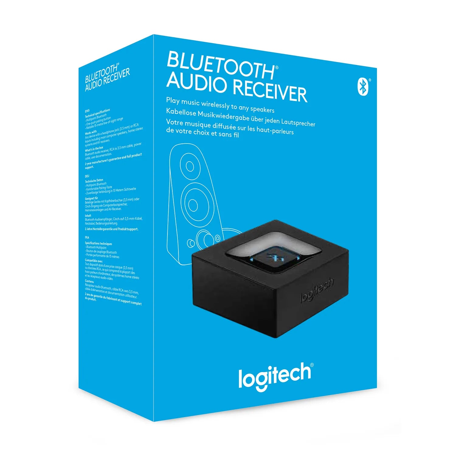 Logitech Bluetooth Audio Receiver, 3.5 mm, A2DP, 15 m, Black, AC, Type C