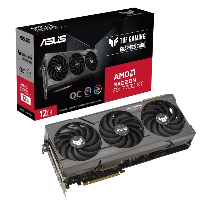 ASUS TUF Gaming TUF-RX7700XT-O12G-GAMING, Radeon RX 7700 XT, 12 GB, GDDR6, 192 bit, 7680 x 4320 pixels, PCI Express 4.0