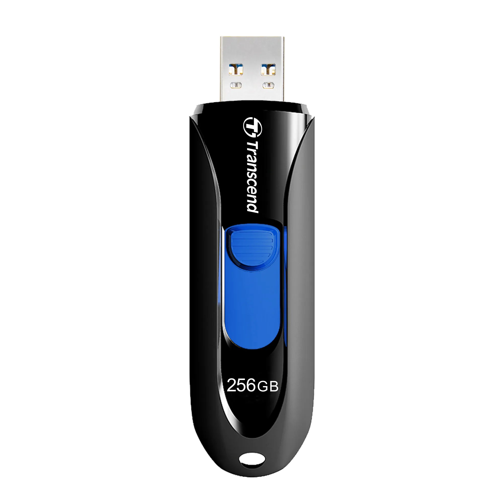 TRANSCEND 256GB JF790 USB3.1 GEN 1 CAPLESS FLASH DRIVE - BLACK AND BLUE