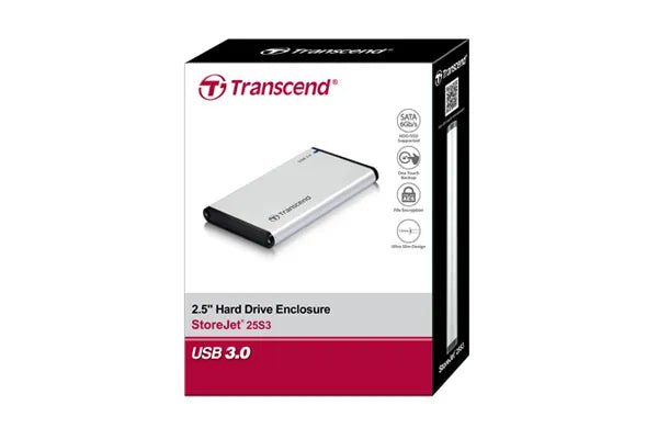 Transcend StoreJet 25S3, 2.5", Serial ATA, 5 Gbit/s, Silver