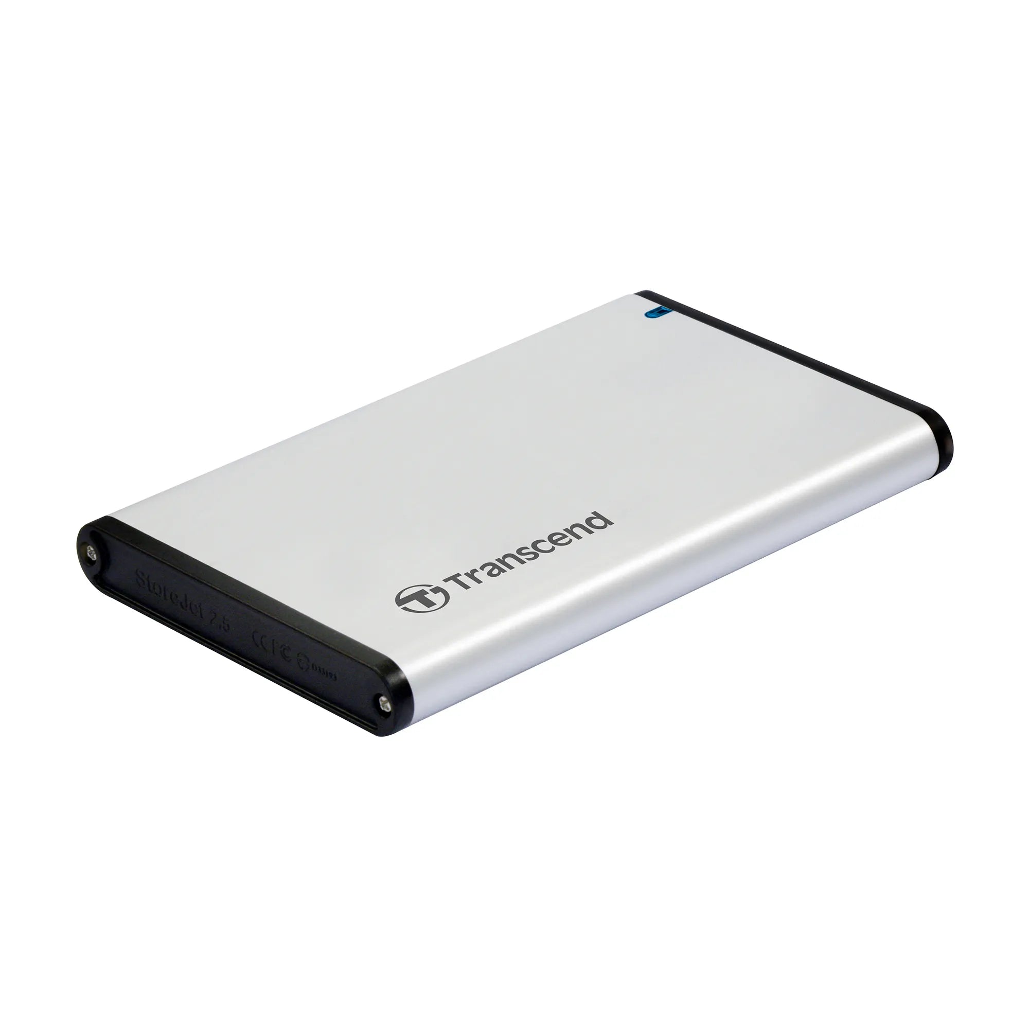 Transcend 2.5” SSD/HDD Enclosure, HDD/SSD enclosure, 2.5", Serial ATA III, 6 Gbit/s, USB connectivity, Silver