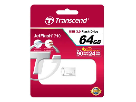 Transcend JetFlash JetFlash 710S 64GB, 64 GB, USB Type-A, 3.2 Gen 1 (3.1 Gen 1), Other, 3.3 g, Silver