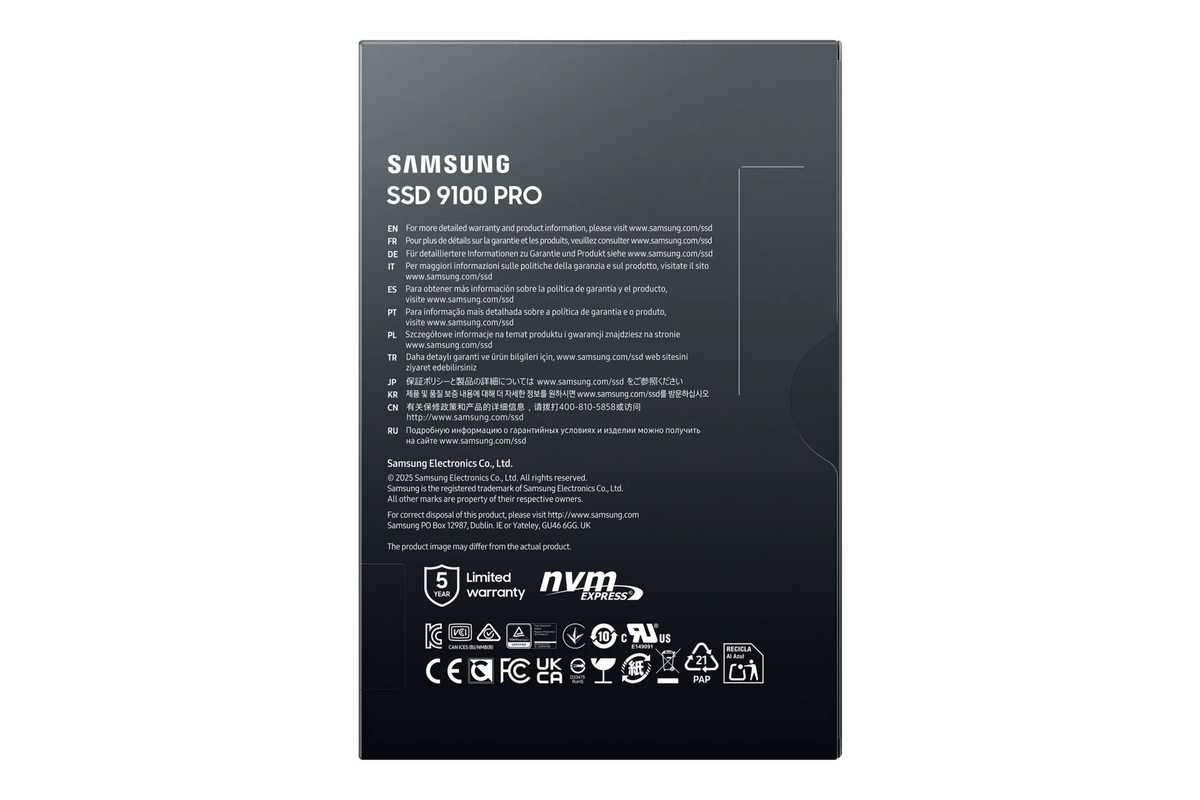 SAMSUNG MZ-VAP1T0BW 9100 PRO 1 TB NVMe SSD - Read Speed up to 14 700 MB/s; Write Speed to up 13 300 MB/s; Random Read up to 1 85