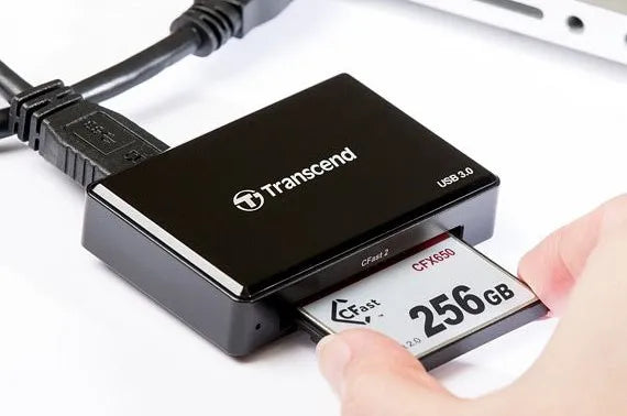 Transcend CFast 2.0 USB3.0, CF,CF Type II, Black, 5000 Mbit/s, USB 3.0, 5 V, 67.6 mm