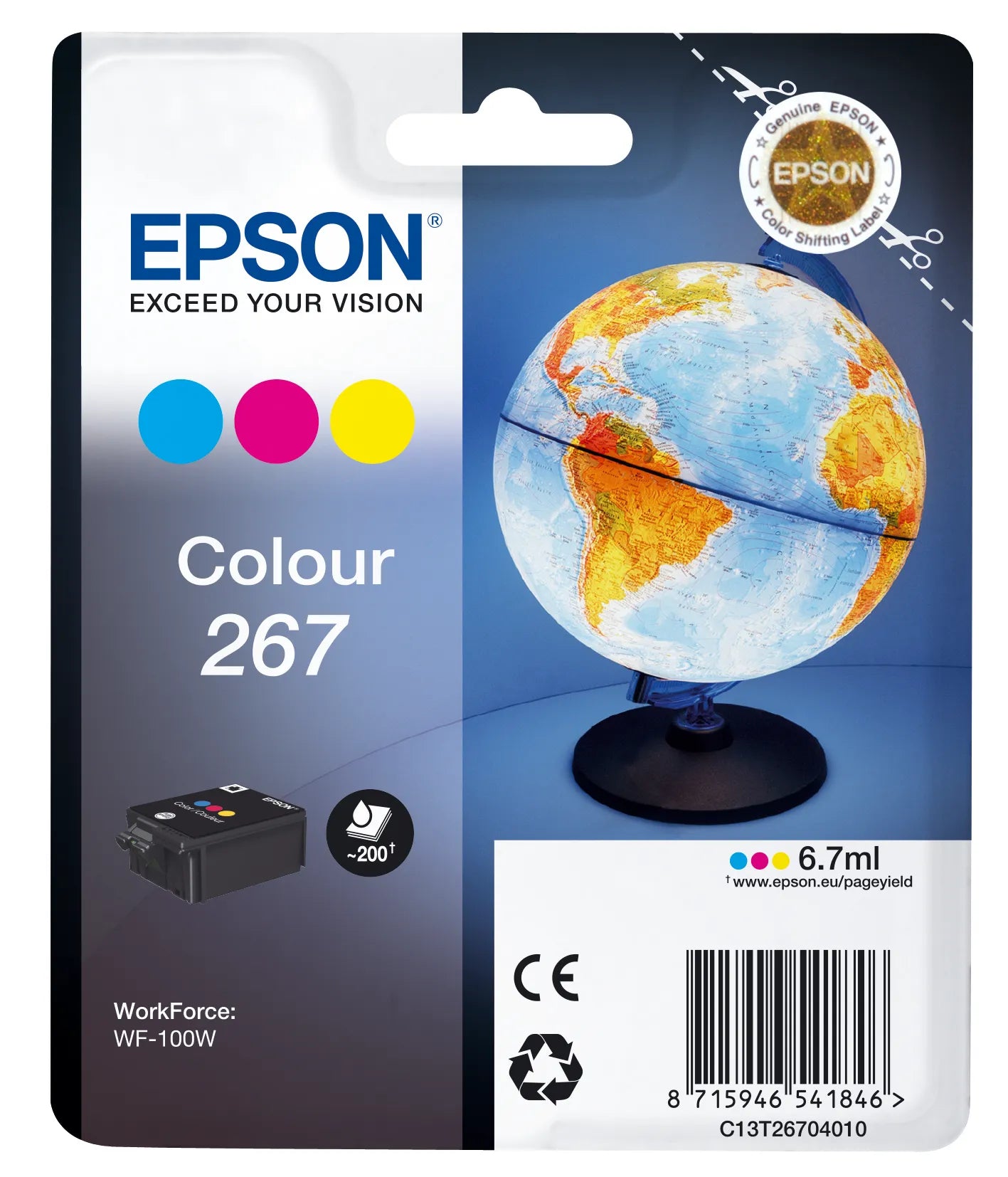 Epson 267 Globe Single Colour Ink - WF-100W