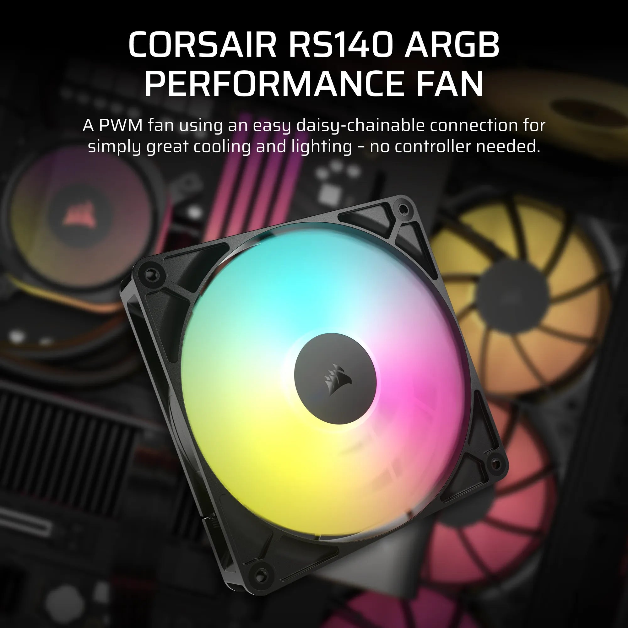 Corsair RS140 ARGB, Fan, 14 cm, 330 RPM, 1700 RPM, 36 dB, 95.5 cfm