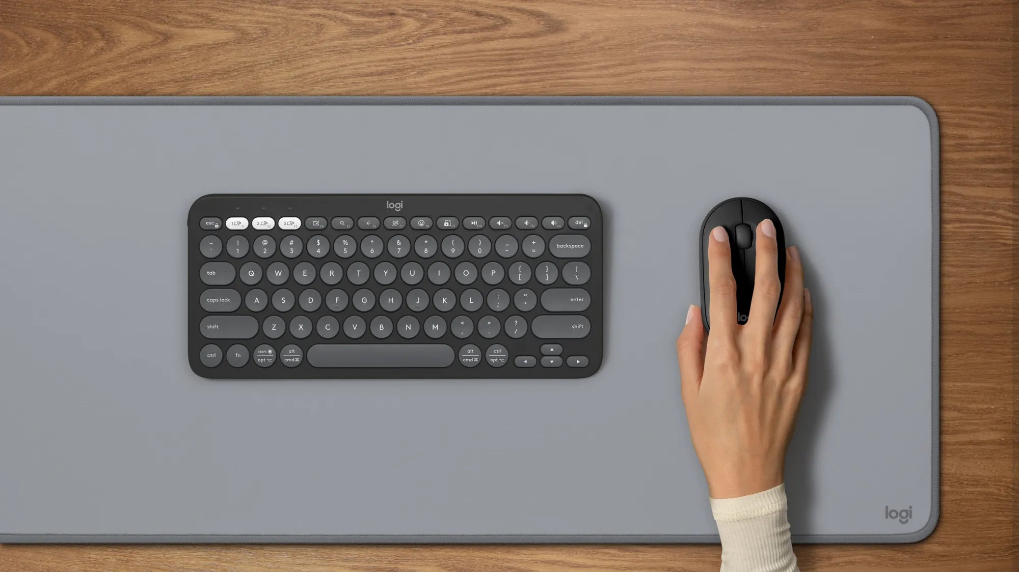 Logitech 920-012239, Wireless, RF Wireless + Bluetooth, Scissor key switch, QWERTY, Graphite, Mouse included