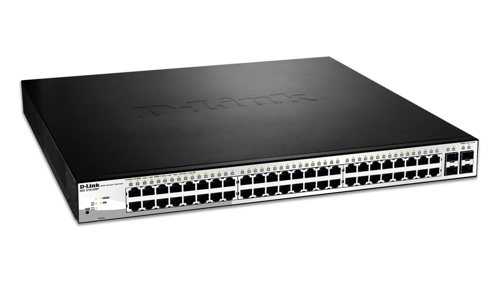 D-Link DGS-1210-52MP, Managed, L2, Gigabit Ethernet (10/100/1000), Power over Ethernet (PoE), Rack mounting, 1U