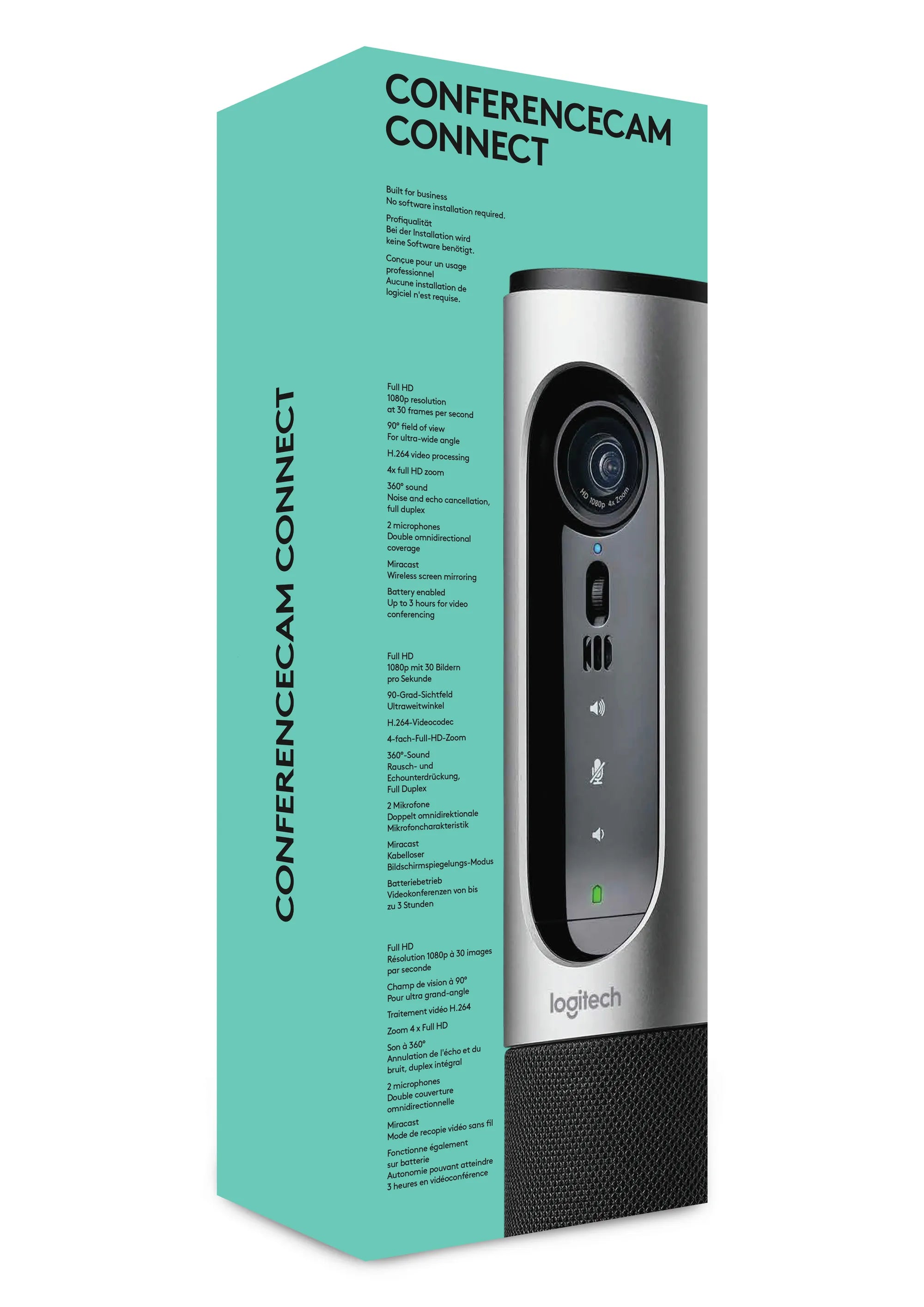 Logitech ConferenceCam Connect, 3 MP, Full HD, 4x, 1080p,720p, 1280 x 720 (HD 720),1920 x 1080 (HD 1080), 30 fps