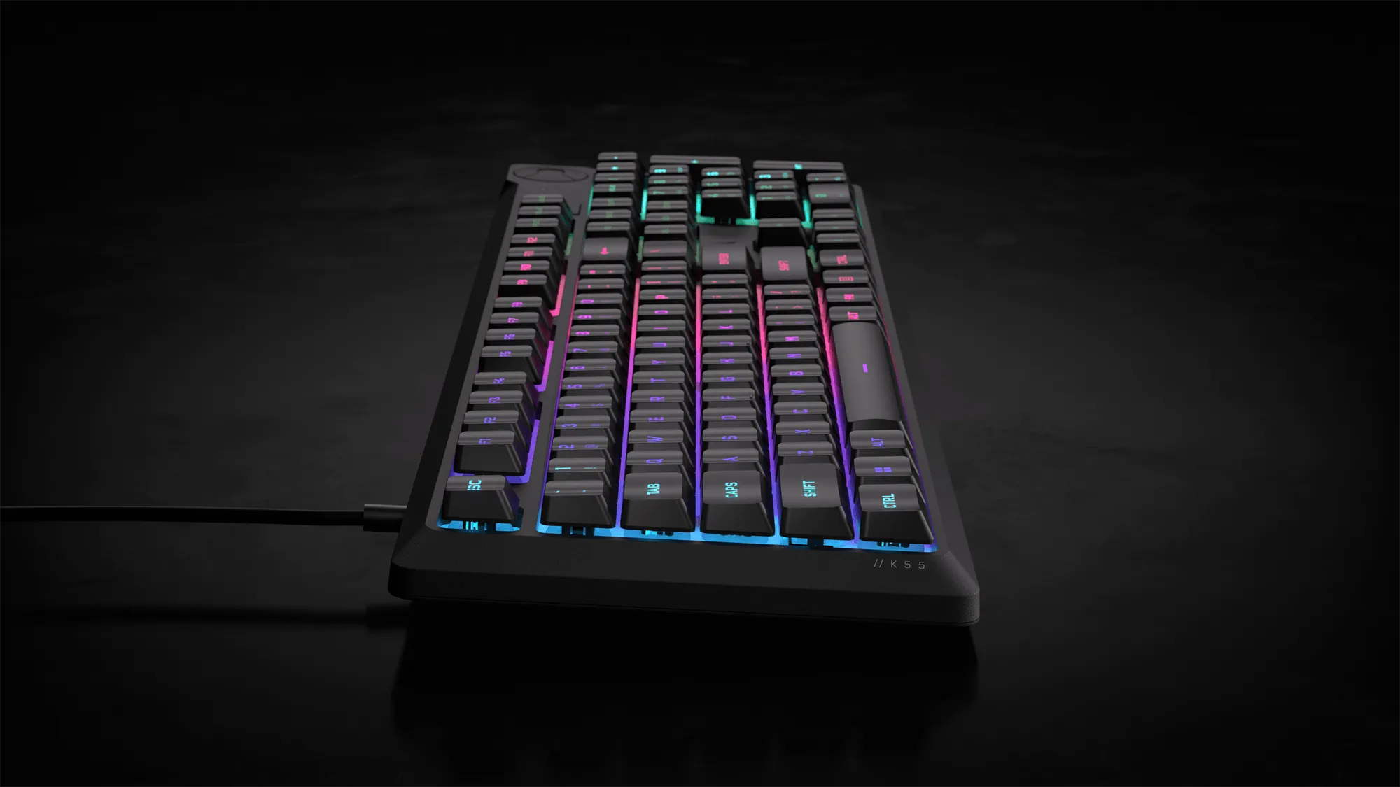 Corsair K55 CORE RGB, Wired, USB, Mechanical, QWERTY, RGB LED, Black