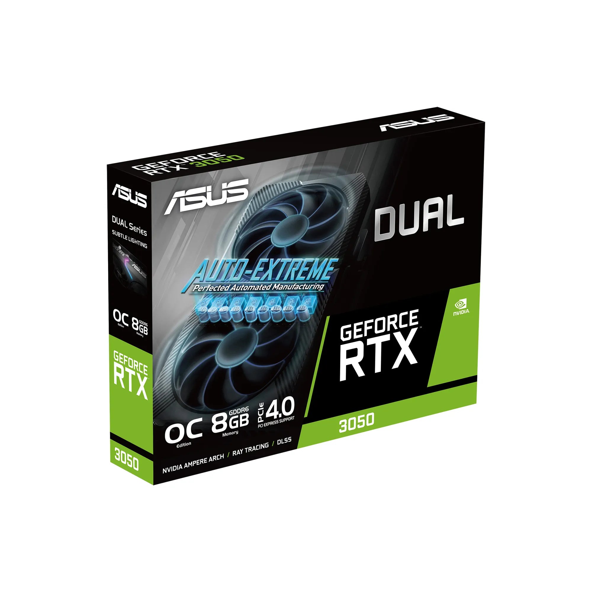 ASUS Dual -RTX3050-O8G-V2, GeForce RTX 3050, 8 GB, GDDR6, 128 bit, 7680 x 4320 pixels, PCI Express 4.0