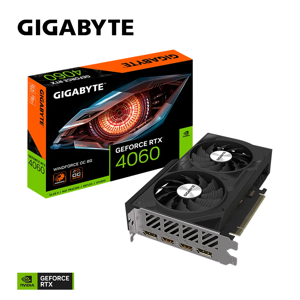 GIGABYTE GeForce RTX 4060 WINDFORCE OC 8G, GeForce RTX 4060, 8 GB, GDDR6, 128 bit, 7680 x 4320 pixels, PCI Express 4.0