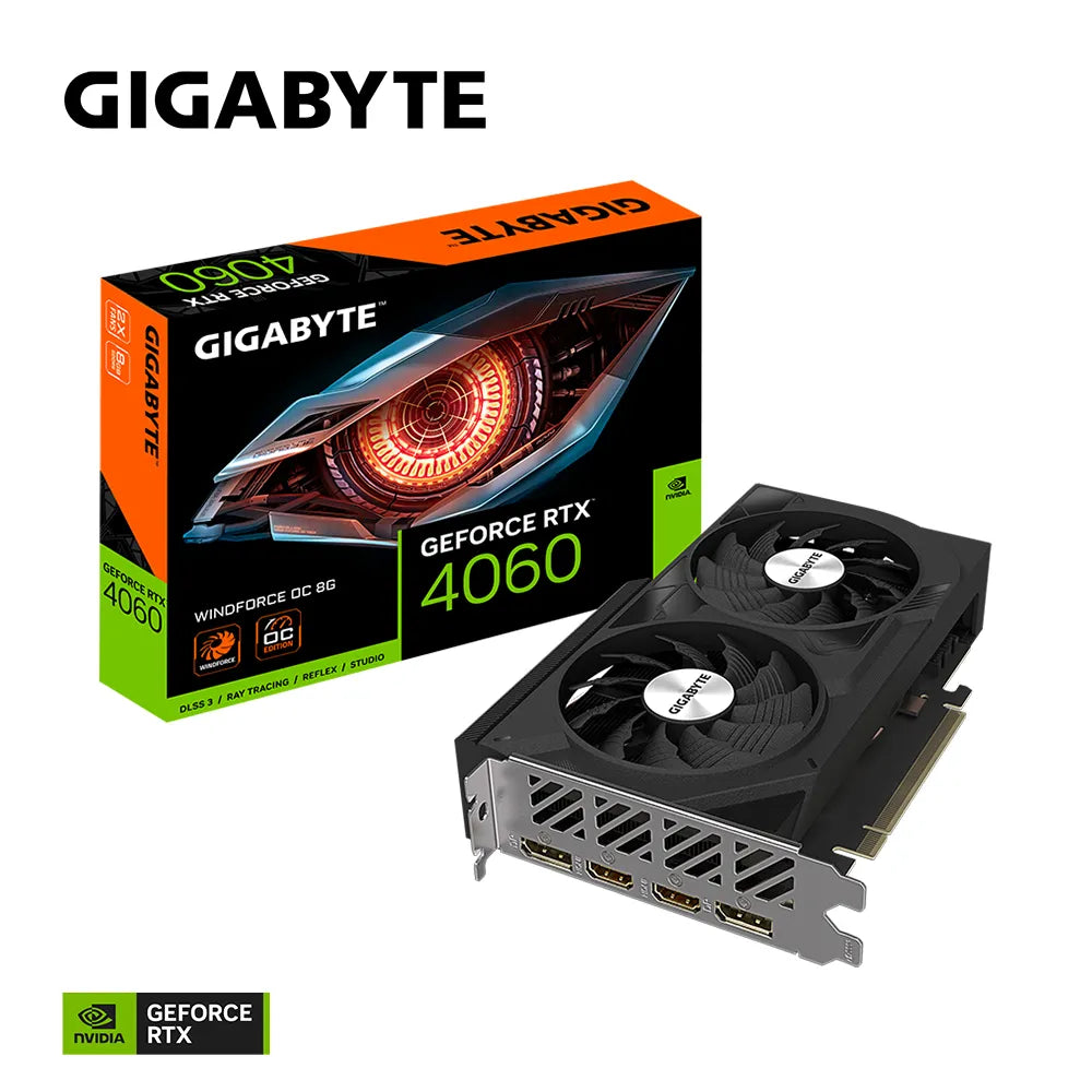 Gigabyte GeForce RTX 4060 WINDFORCE OC 8G, GeForce RTX 4060, 8 GB, GDDR6, 128 bit, 7680 x 4320 pixels, PCI Express 4.0