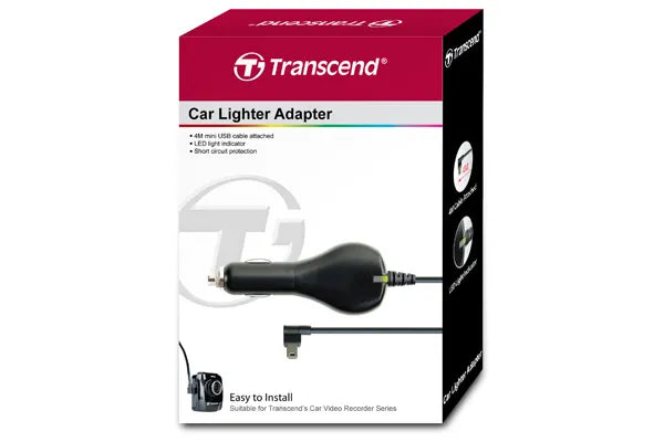 Transcend Car Lighter Adapter, Auto, Cigar lighter, 5 V, 1 A, 4 m, Black