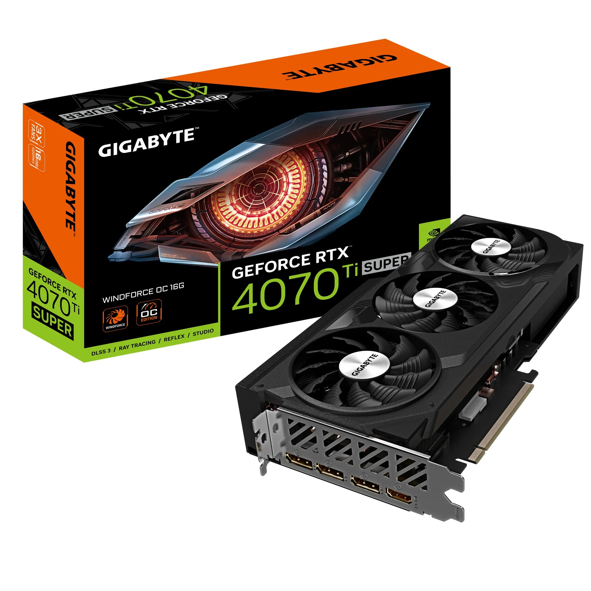 Gigabyte GeForce RTX 4070 Ti SUPER WINDFORCE OC 16G, GeForce RTX 4070 Ti SUPER, 16 GB, GDDR6X, 256 bit, 7680 x 4320 pixels, PCI Express 4.0