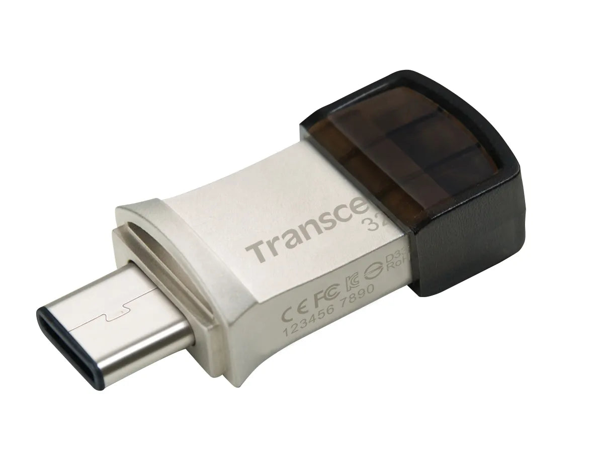 Transcend JetFlash 890 32GB, 32 GB, USB Type-A / USB Type-C, 3.2 Gen 1 (3.1 Gen 1), Cap, 3 g, Black, Silver