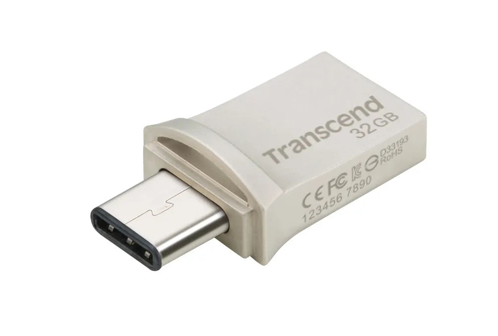 Transcend JetFlash 890 32GB, 32 GB, USB Type-A / USB Type-C, 3.2 Gen 1 (3.1 Gen 1), Cap, 3 g, Black, Silver