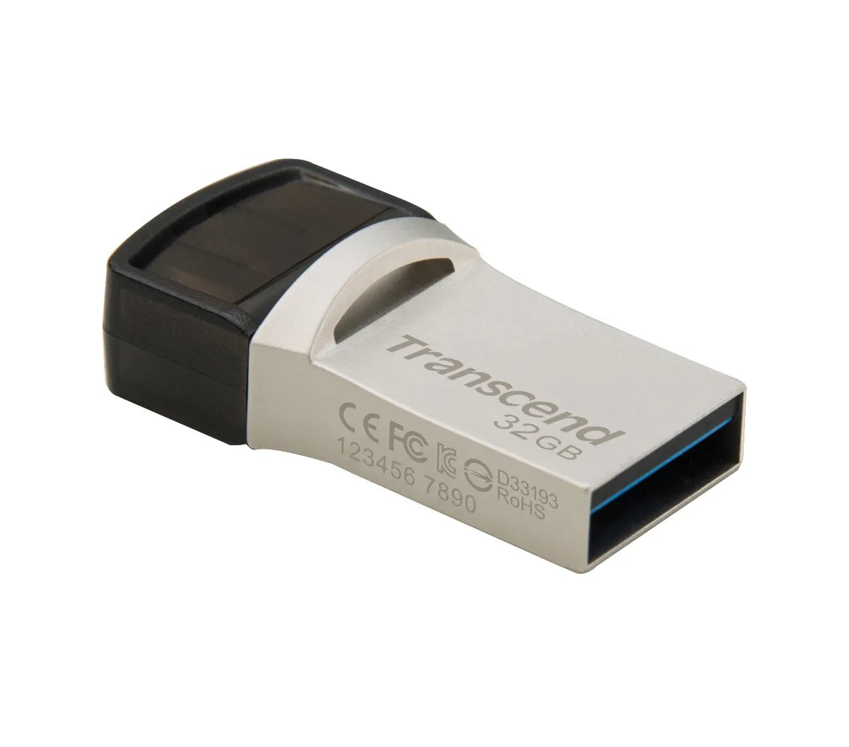 Transcend JetFlash 890 32GB, 32 GB, USB Type-A / USB Type-C, 3.2 Gen 1 (3.1 Gen 1), Cap, 3 g, Black, Silver