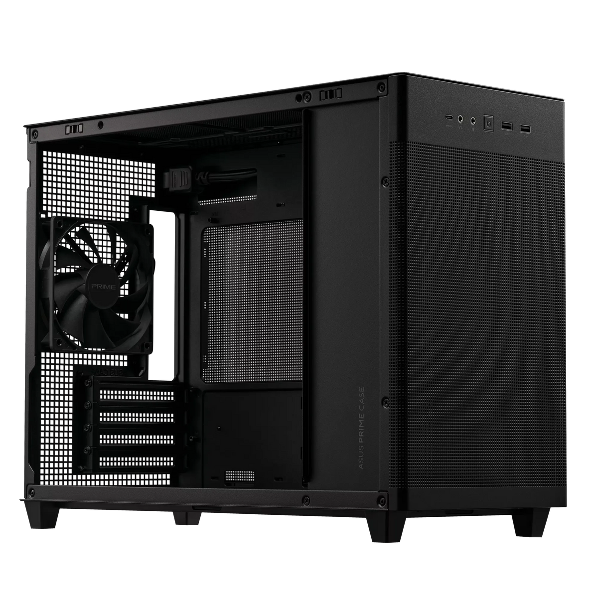 ASUS Chassis/M-ATX/Mini-ITX/Black/Top Radiator:120 /140/240/280/360mm/Driver Bays:1x2.5''/3x2.5''/3.5''Combo Bay/Dim:205x350x460