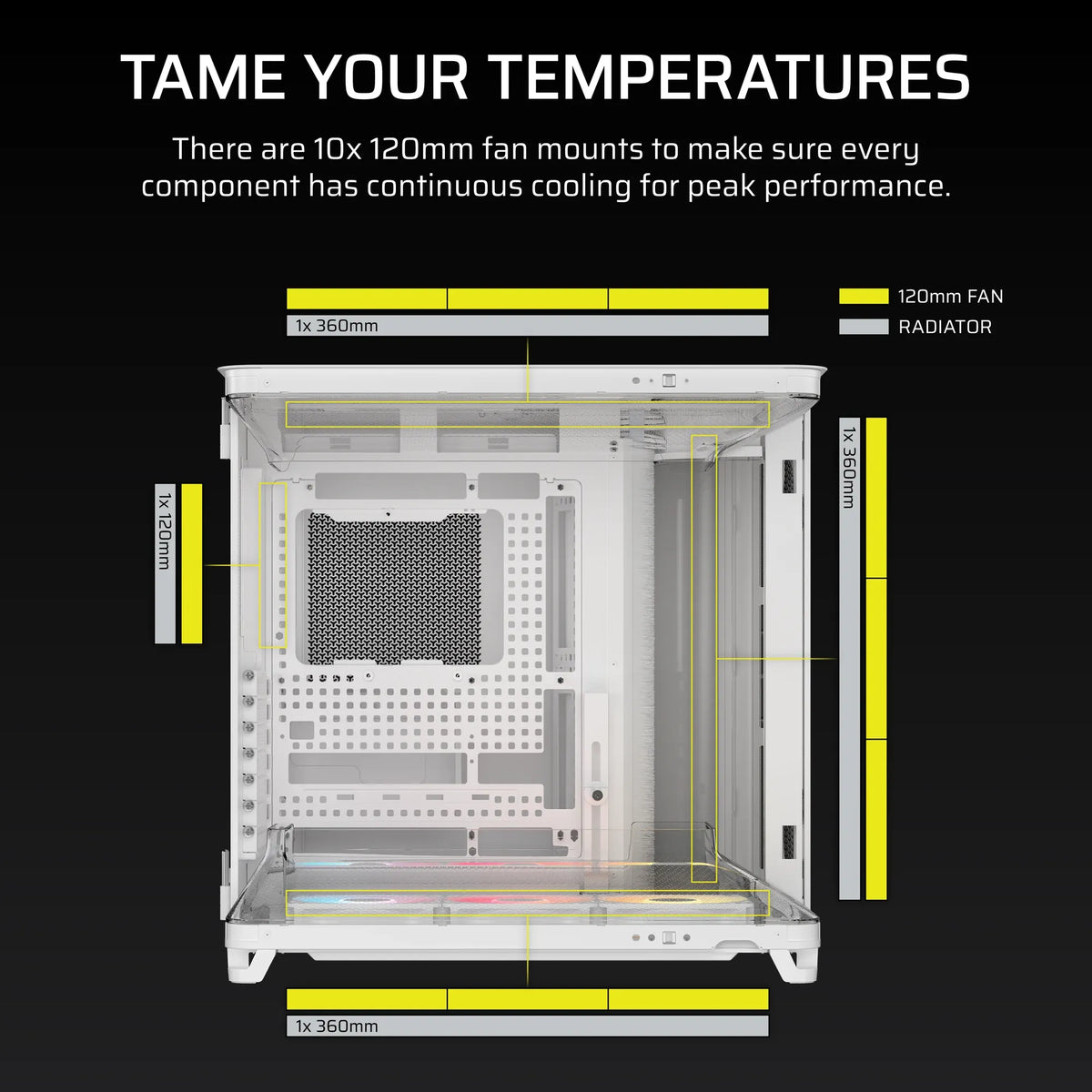 AIR 5400 RS-R ARGB Triple Chamber Mid-Tower PC Case ; 3x Fans Included; 2x 2.5'' ; 1x 3.5''  White